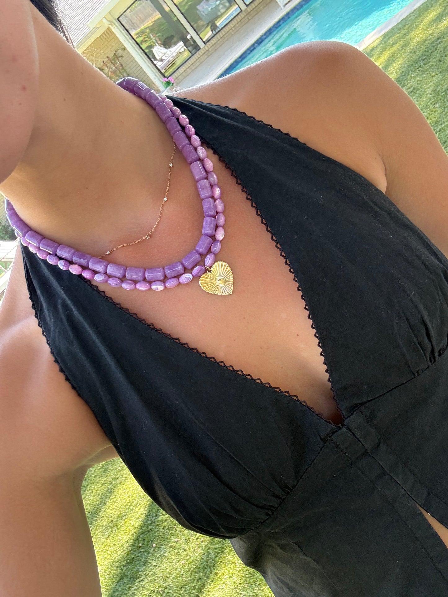 Purple cylinder necklace