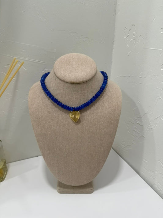 Blue gameday heart necklace