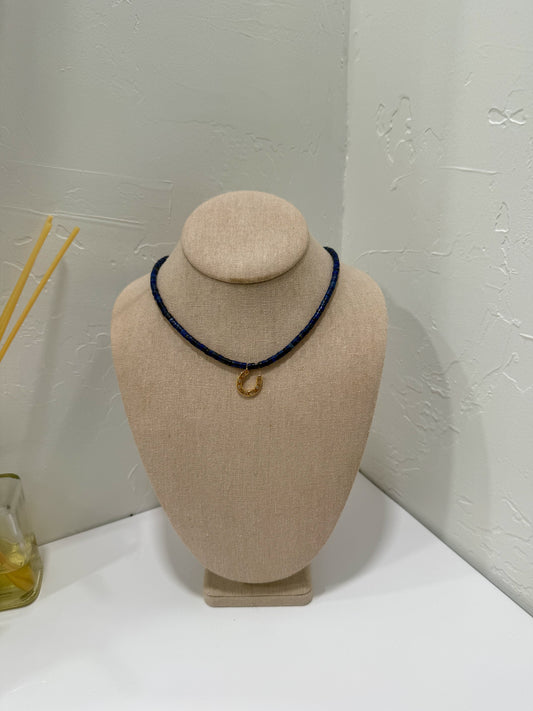Navy horseshoe necklace