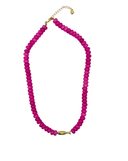 Pink fish necklace