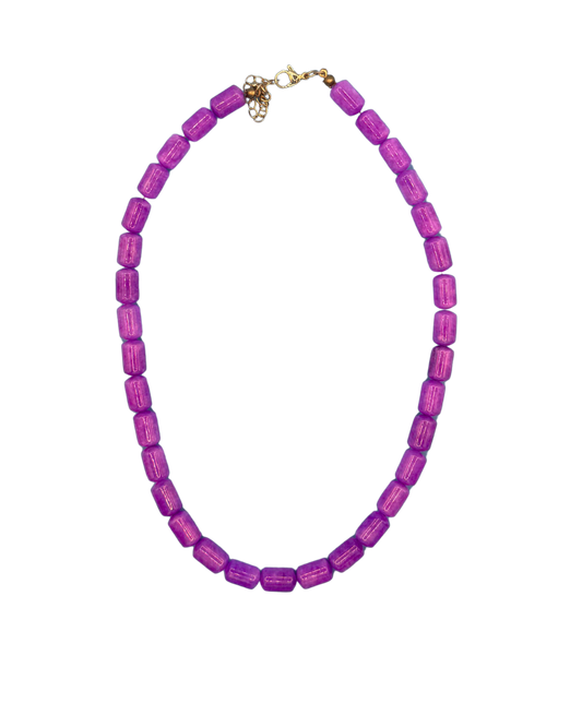 Purple cylinder necklace